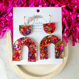 Glitter Party Ella Earrings- Magenta