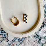 Gold-filled Checked Hoops- Black