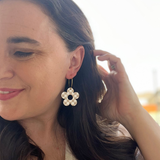 Everyday Flower Hoops- Ecru