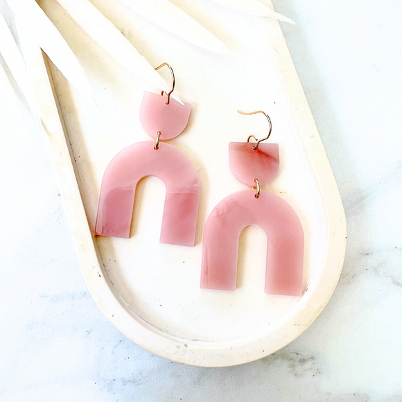 Quartz Ella Earrings- Rose