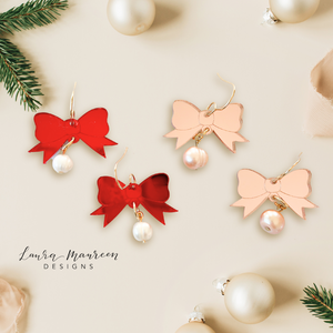 Holiday Bow Pearl Earrings