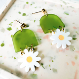 Daisy Chain Brooke Earrings- Olive