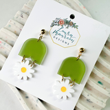 Daisy Chain Brooke Earrings- Olive