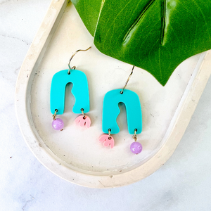 Endless Summer Wavy Gracie Earrings- Aqua