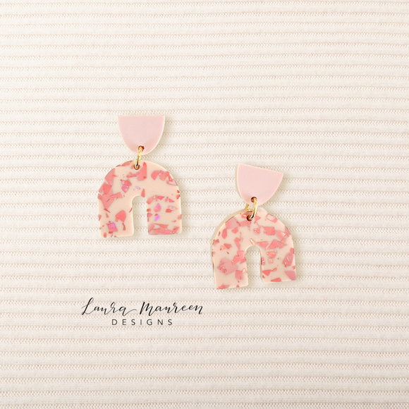 Glitter Party Claire Earrings- Blush & Pink