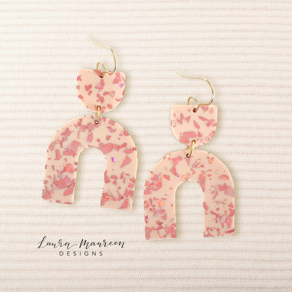 Glitter Party Ella Earrings- Blush & Pink