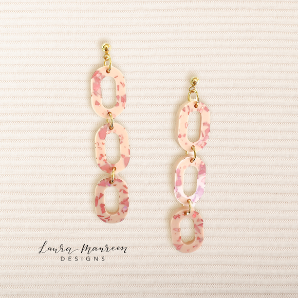 Glitter Party Maggie Earrings- Blush & Pink