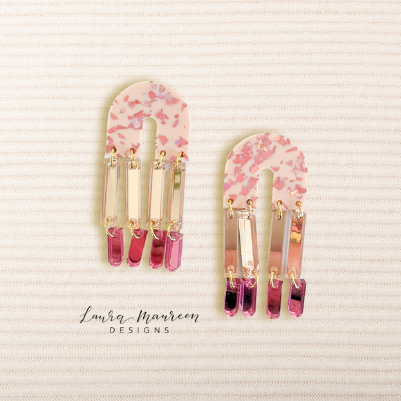 Glitter Party Audrey Earrings- Blush & Pink