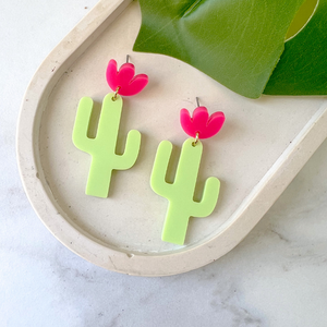 Endless Summer Cactus Earrings- Hibiscus