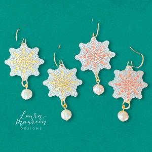 Holiday Snowflake Pearl Earrings