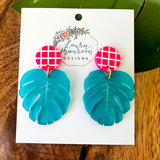 Endless Summer Monstera Earrings- Hibiscus