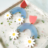 Daisy Chain Arch Earrings- Cornflower