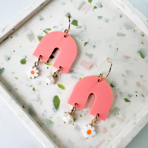 Daisy Chain Gracie Earrings- Coral