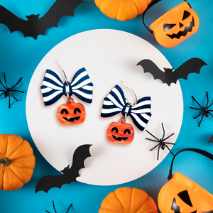 Halloween Bow Pumpkin Earrings