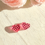 Valentine's- Checkered Heart Studs