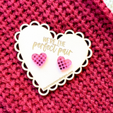 Valentine's- Checkered Heart Studs