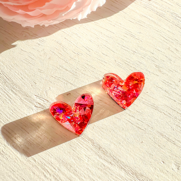 Valentine's- Glitter Heart Studs