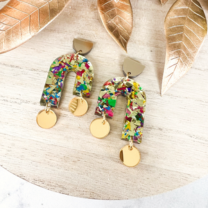 Glitter Party Devon Earrings- Gold