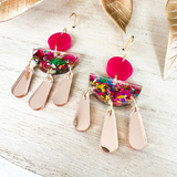 Glitter Party Scarlett Earrings- Magenta