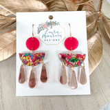 Glitter Party Scarlett Earrings- Magenta