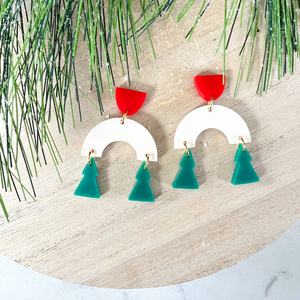 Holiday O Christmas Tree Arch Earrings