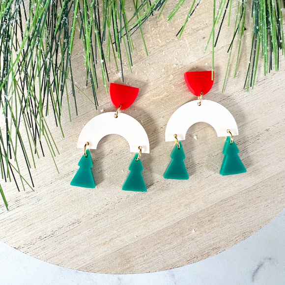 Holiday O Christmas Tree Arch Earrings