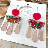 Glitter Party Scarlett Earrings- Magenta