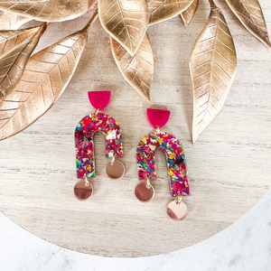 Glitter Party Devon Earrings- Magenta