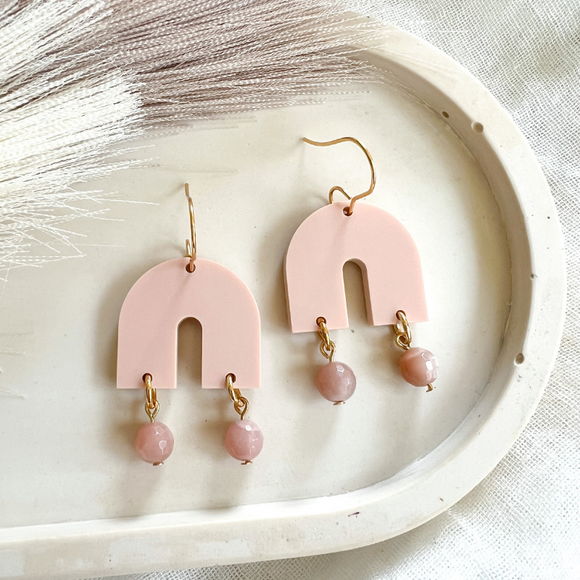 Everyday Gracie Earrings- Blush & Sunstone