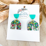 Glitter Party Claire Earrings- Aqua