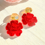 Valentine's- Peony Earrings