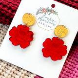 Valentine's- Peony Earrings