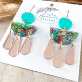 Glitter Party Scarlett Earrings- Aqua