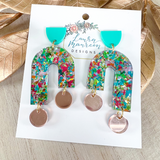 Glitter Party Devon Earrings- Aqua