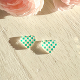 Valentine's- Checkered Heart Studs