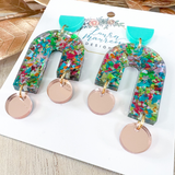 Glitter Party Devon Earrings- Aqua