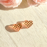 Valentine's- Checkered Heart Studs